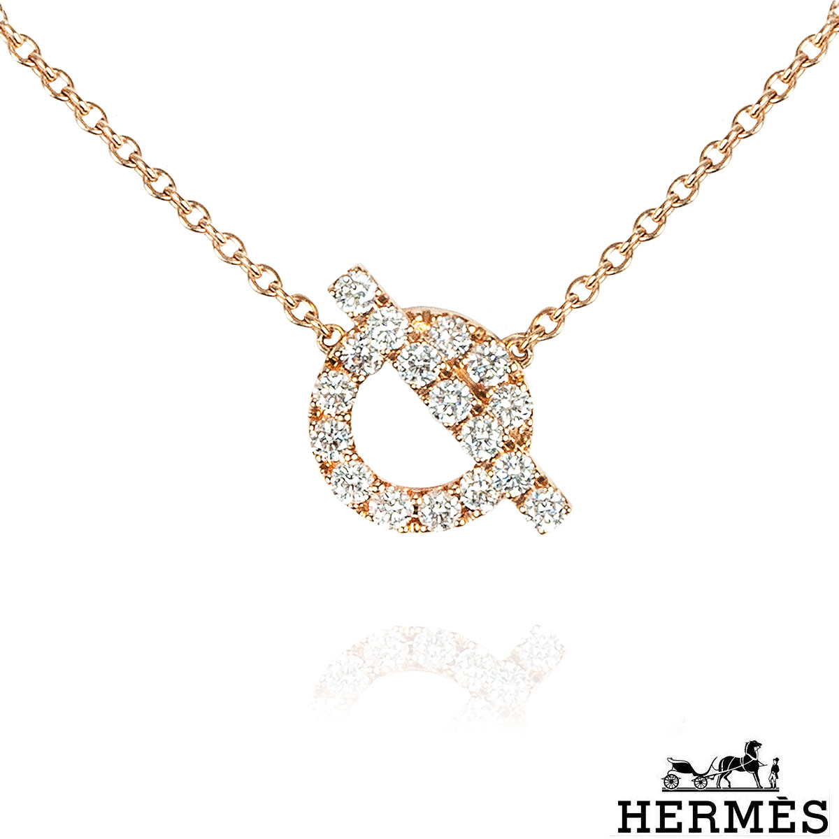Herms Rose Gold Diamond Finesse Necklace H219315B 00